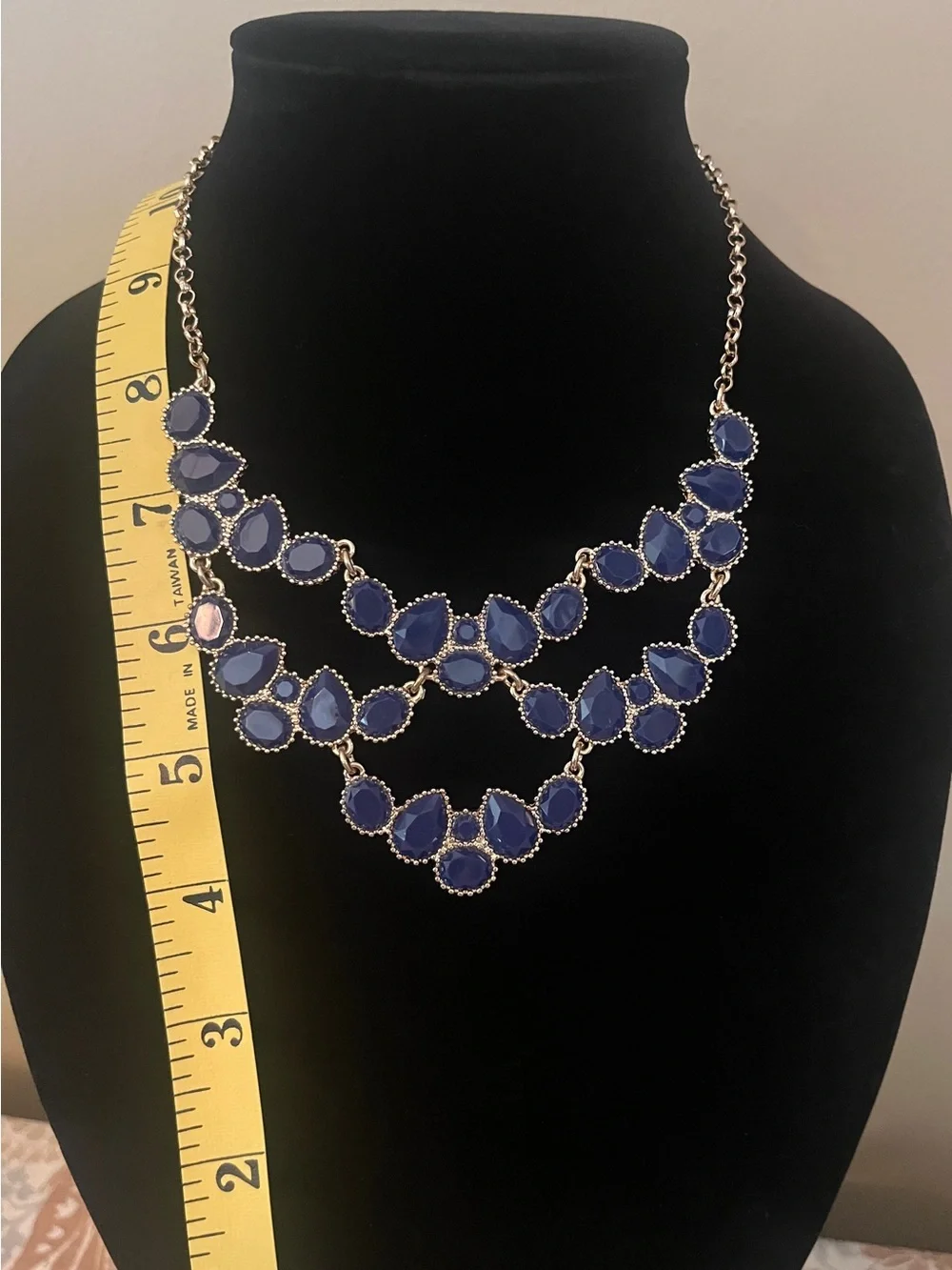 Francesca's Collections Navy Blue Teardrop Statement Necklace & Earrings